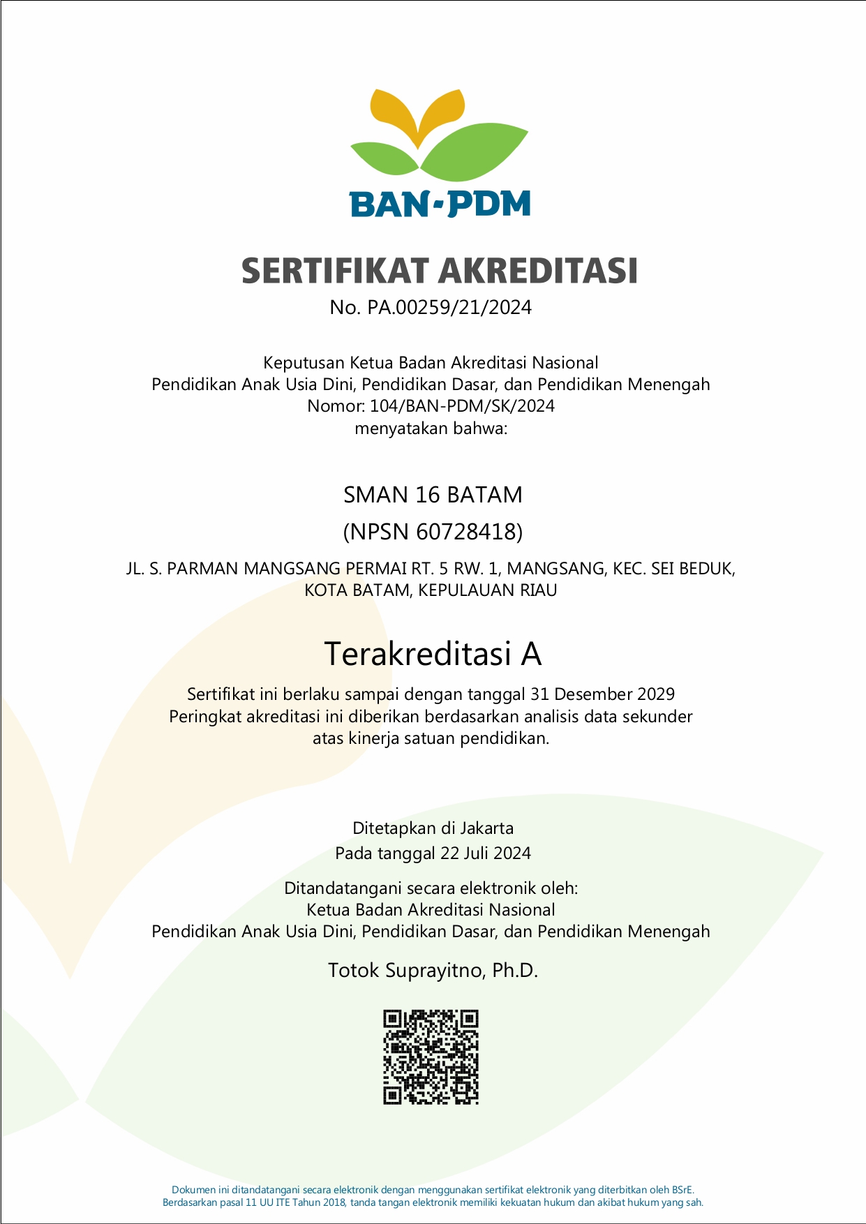 Sertifikat Akreditasi